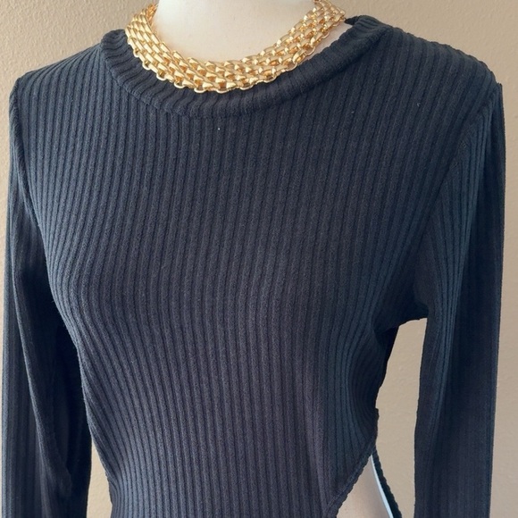 Black knit ribbed sweater dress - Picture 10 of 10